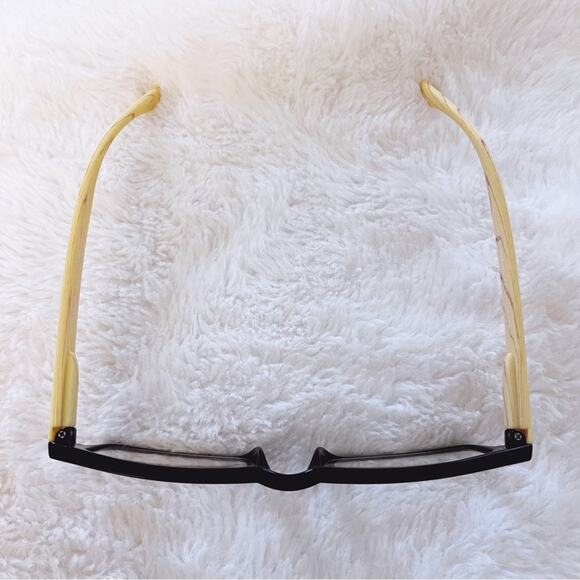 Rory Black & Light Wood Rectangular Reader Glasses - Picture 3 of 11